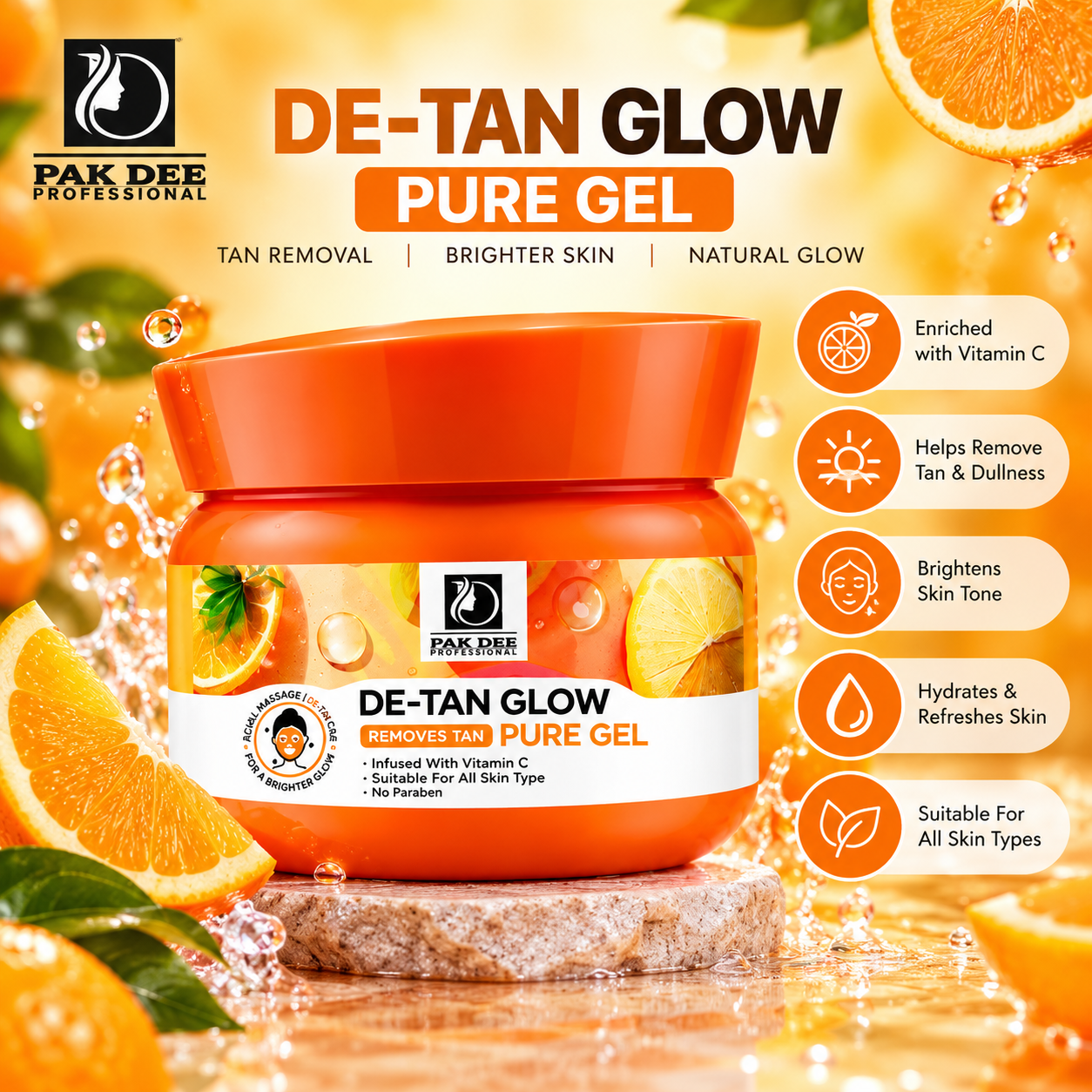 De-Tan Glow Facial Kit | Vitamin C Tan Care | 350ml - Image 2