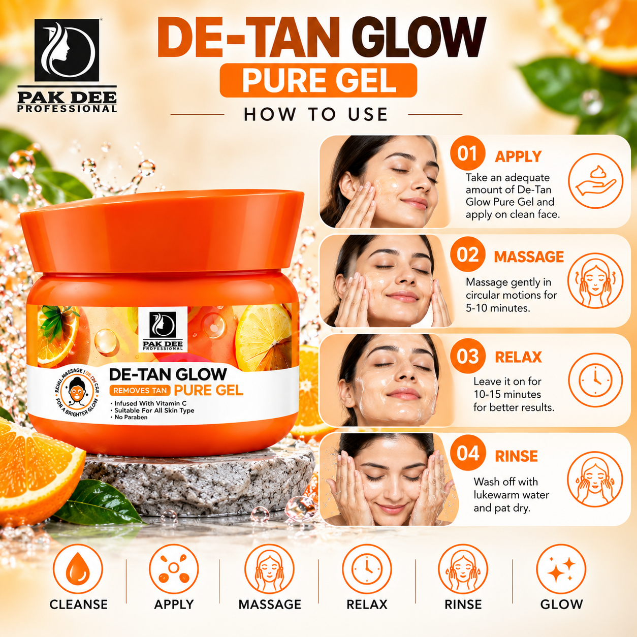 De-Tan Glow Facial Kit | Vitamin C Tan Care | 350ml - Image 3