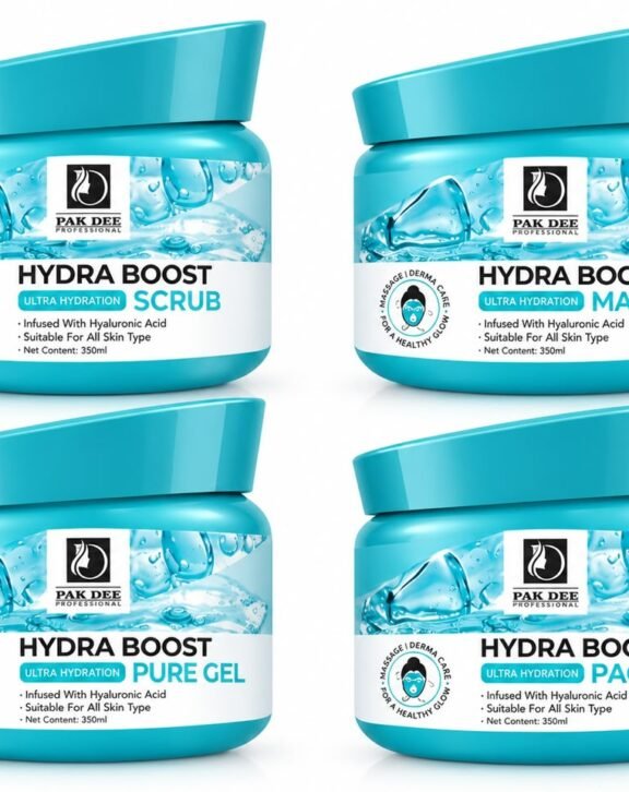 Give your skin a refreshing boost of hydration with Pak Dee Professional Hydra Boost Ultra Hydration Range. Enriched with Hyaluronic Acid, this complete skincare range is designed to support soft, hydrated and refreshed-looking skin. Suitable for all skin types, the range includes Scrub, Massage, Pure Gel and Pack for a complete facial care routine.